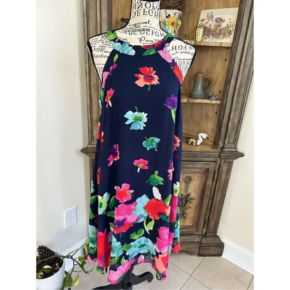 Betsey Johnson Halter Neck Floral Print Dress - Flowy